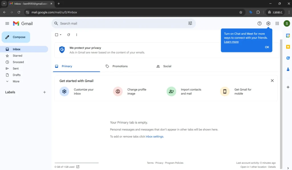 gmail register success